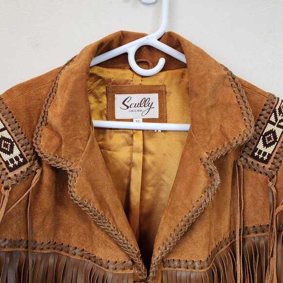 Scully Leather Boar Suede Fringe Mountain Jacket Bourbon Men 50 Cowboy Western - Picture 5 of 16